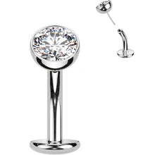 Load image into Gallery viewer, CZ Bezel Gem Titanium Threadless Floating Belly Ring
