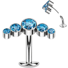 Load image into Gallery viewer, Cubic Zirconia Gem Titanium Curve Threadless Floating Belly Ring
