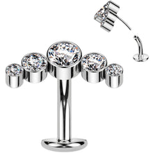 Load image into Gallery viewer, Cubic Zirconia Gem Titanium Curve Threadless Floating Belly Ring
