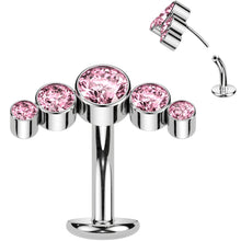 Load image into Gallery viewer, Cubic Zirconia Gem Titanium Curve Threadless Floating Belly Ring
