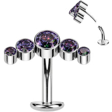 Load image into Gallery viewer, Cubic Zirconia Gem Titanium Curve Threadless Floating Belly Ring
