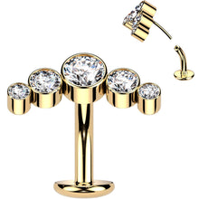 Load image into Gallery viewer, Cubic Zirconia Gem Titanium Curve Threadless Floating Belly Ring
