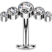 Load image into Gallery viewer, Cubic Zirconia Gem Titanium Curve Threadless Floating Belly Ring
