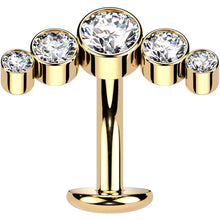 Load image into Gallery viewer, Cubic Zirconia Gem Titanium Curve Threadless Floating Belly Ring
