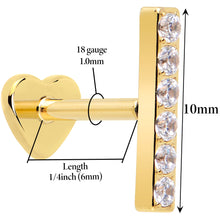 Load image into Gallery viewer, 18G 1/4 Clear Gem Gold Plated Implant Grade Titanium Threadless Bar Flatback Stud
