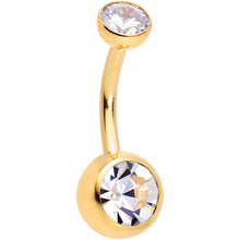 Load image into Gallery viewer, Double CZ Implant Grade Titanium Threadless Bezel Push In Belly Ring
