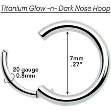 Load image into Gallery viewer, 20G Implant Grade Titanium  Glow in the Dark Hinged Segment Nose Hoop
