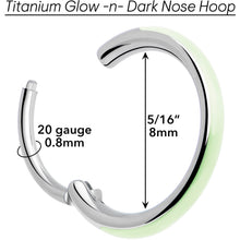 Load image into Gallery viewer, 20G Implant Grade Titanium  Glow in the Dark Hinged Segment Nose Hoop

