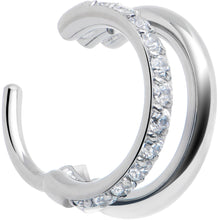 Load image into Gallery viewer, Single Row Micro Gem Implant Grade Titanium Hinged Double Hoop Nose Ring
