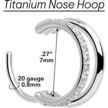 Load image into Gallery viewer, Single Row Micro Gem Implant Grade Titanium Hinged Double Hoop Nose Ring

