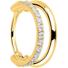 Load image into Gallery viewer, Single Row Micro Gem Implant Grade Titanium Hinged Double Hoop Nose Ring

