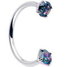 Load image into Gallery viewer, Double Gem Titanium Horseshoe Nose Ring -  Internally Threaded Solid Titanium CZ Horseshoe Nose Hoop
