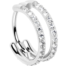 Load image into Gallery viewer, 20G Double Row Micro Gem Implant Grade Titanium Hinged Double Hoop Nose Ring

