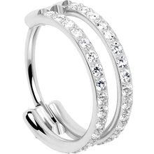 Load image into Gallery viewer, 20G Double Row Micro Gem Implant Grade Titanium Hinged Double Hoop Nose Ring
