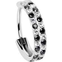 Load image into Gallery viewer, 20G CZ Double Row Checkerboard Implant Grade Titanium Nose Hoop
