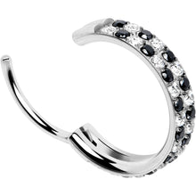 Load image into Gallery viewer, 20G CZ Double Row Checkerboard Implant Grade Titanium Nose Hoop

