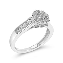 Load image into Gallery viewer, Sterling Silver Diamond Accent Round Cluster Halo Ring
