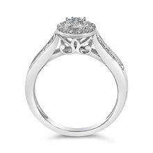 Load image into Gallery viewer, Sterling Silver Diamond Accent Round Cluster Halo Ring
