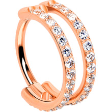 Load image into Gallery viewer, 18G Double Row Micro Gem Implant Grade Titanium Hinged Double Hoop Nose Ring
