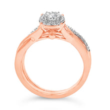 Load image into Gallery viewer, 14K Rose Gold Plated Sterling Silver 1/6 Cttw Diamond Round Halo Bridal Set
