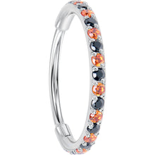 Load image into Gallery viewer, 20G Micro Gem Titanium Hinged Nose Hoop - Black Orange Nose Ring
