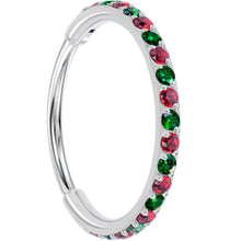 Load image into Gallery viewer, 20G Micro Gem Titanium Hinged Nose Hoop - Christmas Nose Ring
