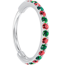 Load image into Gallery viewer, 20G Micro Gem Titanium Hinged Nose Hoop - Christmas Nose Ring
