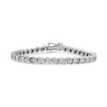 Load image into Gallery viewer, 14K White Gold 1.00 Cttw Lab Grown Diamond Round Miracle Plate and "S" Link Tennis Bracelet (F-G Color, VS2-SI1 Clarity) Size 7"
