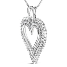 Load image into Gallery viewer, .925 Sterling Silver 1.00 Cttw Lab-Grown Diamond Open Heart Pendant Necklace (F-G Color, VS1-VS2 Clarity) - 18" Inches
