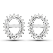 Load image into Gallery viewer, 0.26 Carat Genuine White Diamond 14K White Gold Semi Mount Earrings - holds 8x6mm Oval Gemstones

