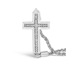 Load image into Gallery viewer, .925 Sterling Silver Diamond Accent Cross Bolo Bracelet (I-J Color, I1-I2 Clarity) - 7"
