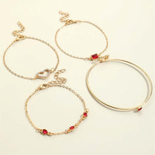 Load image into Gallery viewer, 4pcs Rhinestone Alloy Bracelet Set – Minimalist Heart &amp; Square Design
