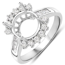 Load image into Gallery viewer, 0.58 Carat Genuine White Diamond 14K White Gold Semi Mount Ring - holds 9.00mm Round Gemstone
