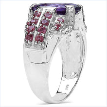 Load image into Gallery viewer, 5.37 Carat Genuine Amethyst &amp; Rhodolite .925 Sterling Silver Ring
