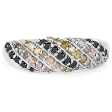 Load image into Gallery viewer, 0.63 Carat Genuine Champagne Diamond, Yellow Diamond &amp; Black Diamond .925 Sterling Silver Ring
