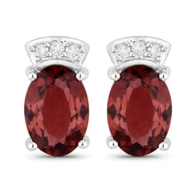 Load image into Gallery viewer, 1.35 Carat Genuine Pink Tourmaline and White Diamond 14K White Gold Earrings

