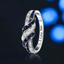 Load image into Gallery viewer, Sparkling Blue Cubic Zirconia Infinity Love Ring – 925 Sterling Silver
