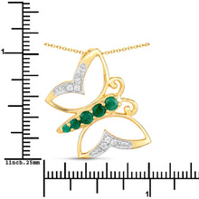 Load image into Gallery viewer, 0.51 Carat Genuine Emerald and White Zircon .925 Sterling Silver Necklace
