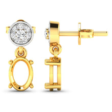 Load image into Gallery viewer, 0.11 Carat Genuine White Diamond 14K Yellow Gold Semi Mount Earrings - holds 7x5mm Oval Gemstones
