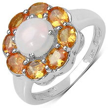 Load image into Gallery viewer, 2.65 Carat Genuine Ethiopian Opal &amp; Spessartite .925 Sterling Silver Ring
