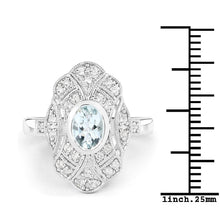 Load image into Gallery viewer, 1.02 Carat Genuine Aquamarine and White Topaz .925 Sterling Silver Ring
