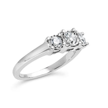 Load image into Gallery viewer, 14K White Gold 1/2 Cttw Miracle Set Round Lab Grown Diamond Three Stone Illusion Plate Ring (F-G Color, VS1-VS2 Clarity) - Ring Size 7
