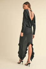 Load image into Gallery viewer, Backless Asymmetric Ruffle Hem Dress – Elegant Backless Dress, Asymmetric Dress, Ruffle Hem Dress, Sexy Evening Dress, Statement Dress For Special Occasions
