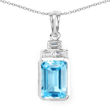 Load image into Gallery viewer, 9.99 Carat Genuine Swiss Blue Topaz and White Topaz .925 Sterling Silver Pendant
