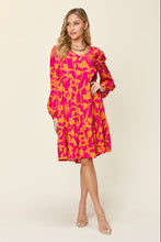 Load image into Gallery viewer, Double Take Full Size Printed Ruffle Hem Dress with Pocket Stylish &amp; Functional Women Dress
