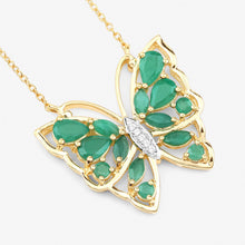 Load image into Gallery viewer, 2.60 Carat Genuine Emerald and White Zircon .925 Sterling Silver Necklace
