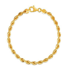 Load image into Gallery viewer, Silk Rope Chain Bracelet in 14k Yellow Gold  (4.30 mm)
