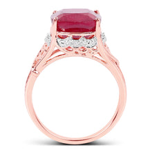 Load image into Gallery viewer, 14K Rose Gold Plated 5.54 Carat Genuine Glass Filled Ruby &amp; White Topaz .925 Sterling Silver Ring
