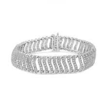 Load image into Gallery viewer, .925 Sterling Silver 5.00 Cttw Round-Cut Diamond "S" Link Bracelet (I-J Color, I3 Clarity) - Size 7.25

