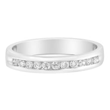 Load image into Gallery viewer, 18K White Gold 1/4 Cttw Channel Set Brilliant Round-Cut Diamond Classic 11 Stone Wedding Band Ring (E-F Color, I1-I2 Clarity) - Size 5
